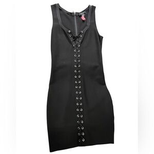 Marciano Black Lace-Up Mini Dress